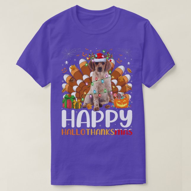 Brittany Spaniel Dog Halloween Christmas Hallothan T-Shirt (Design Front)