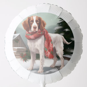 Brittany Spaniel Dog in Snow Christmas Balloon