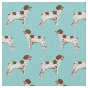 brittany spaniel dog light blue fabric