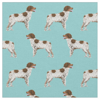 brittany spaniel dog light blue fabric