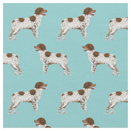 brittany spaniel dog light blue fabric