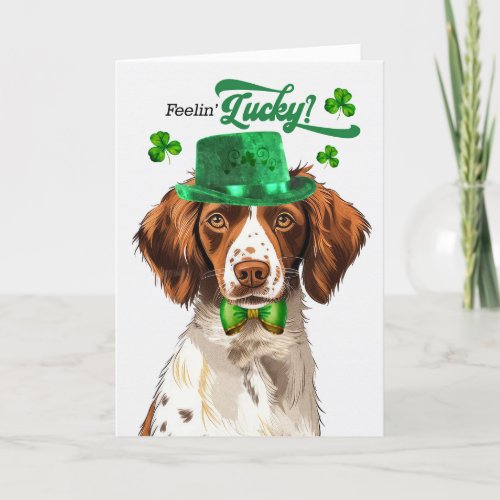 Brittany Spaniel Dog Lucky St Patricks Day Holiday Card