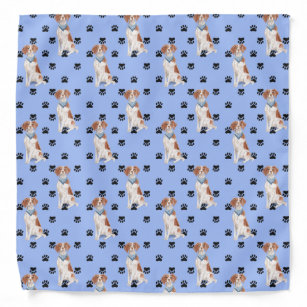 Brittany Spaniel Dog Paw Prints Pattern Bandana