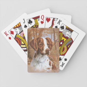 Brittany Spaniel Dog Playing Cards by walkandbark at Zazzle