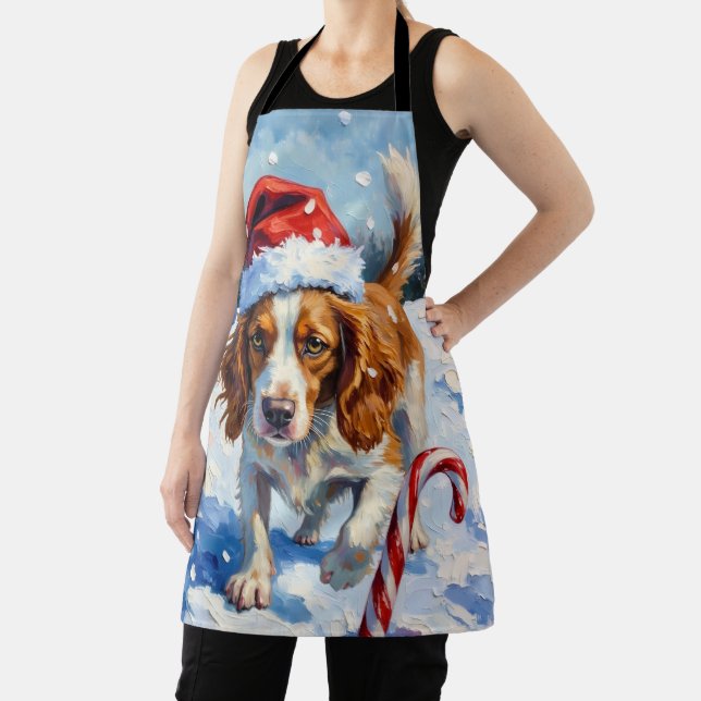 Brittany Spaniel Dog Pointing at Christmas Candy Apron (Insitu)