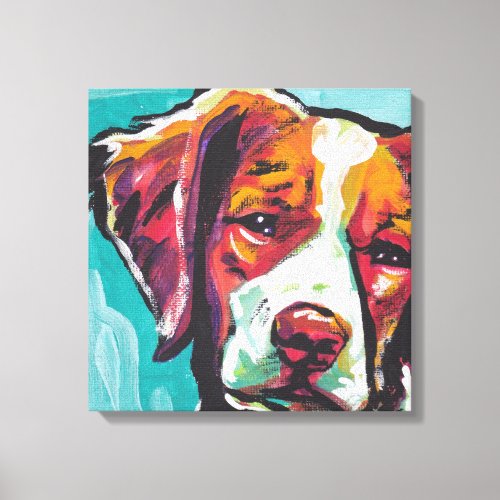 Brittany Spaniel Dog Pop Art on Stretched Canvas