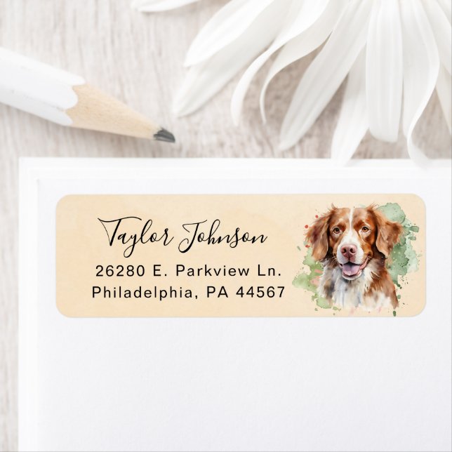 Brittany Spaniel Dog Return Address Label (Insitu)