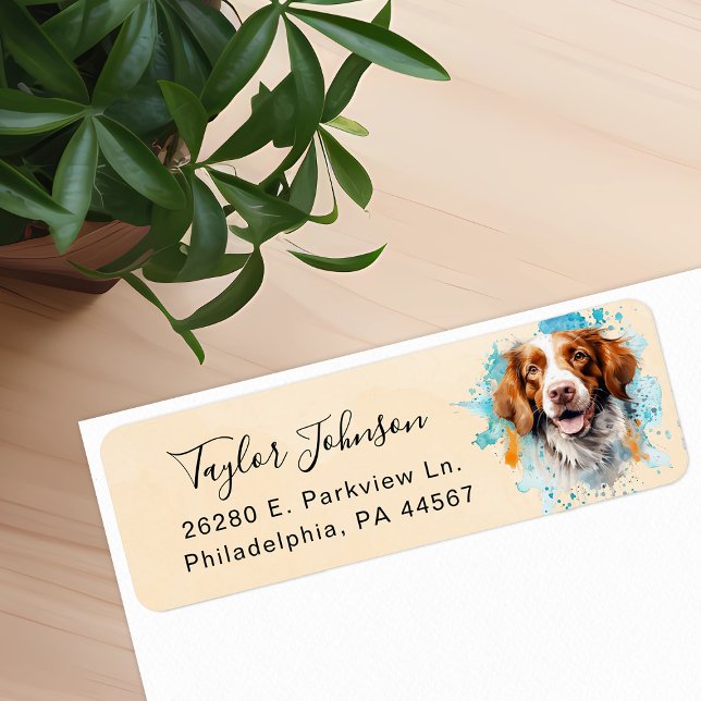 Brittany Spaniel Dog Return Address Label (Creator Uploaded)