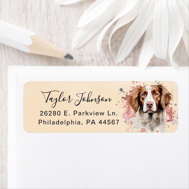 Brittany Spaniel Dog Return Address Label (Insitu)