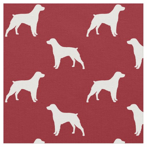 Brittany Spaniel Dog Silhouettes Red and White Fabric