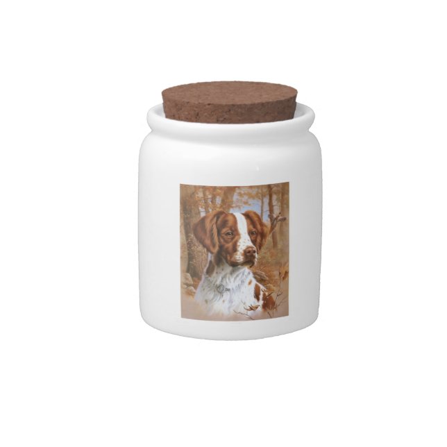 Brittany Spaniel Dog Treat Candy Jar (Front)