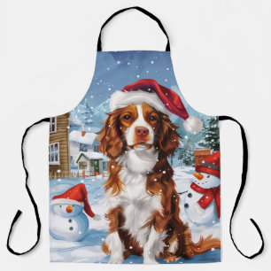 Brittany Spaniel Dog Winter Wonderland Christmas Apron