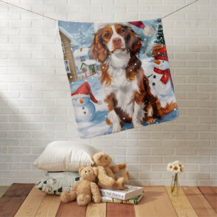 Brittany Spaniel Dog Winter Wonderland Christmas  Baby Blanket