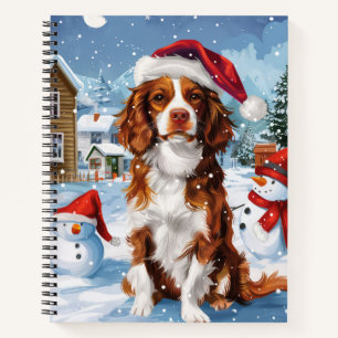 Brittany Spaniel Dog Winter Wonderland Christmas Notebook