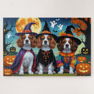 Brittany Spaniel Dogs Pumpkin Halloween Funny  Jigsaw Puzzle