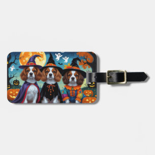 Brittany Spaniel Dogs Pumpkin Halloween Funny Luggage Tag