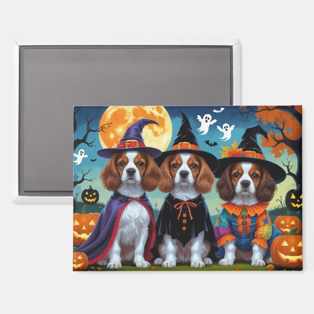 Brittany Spaniel Dogs Pumpkin Halloween Funny  Magnet (Front/Back)