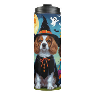 Brittany Spaniel Dogs Pumpkin Halloween Funny Thermal Tumbler