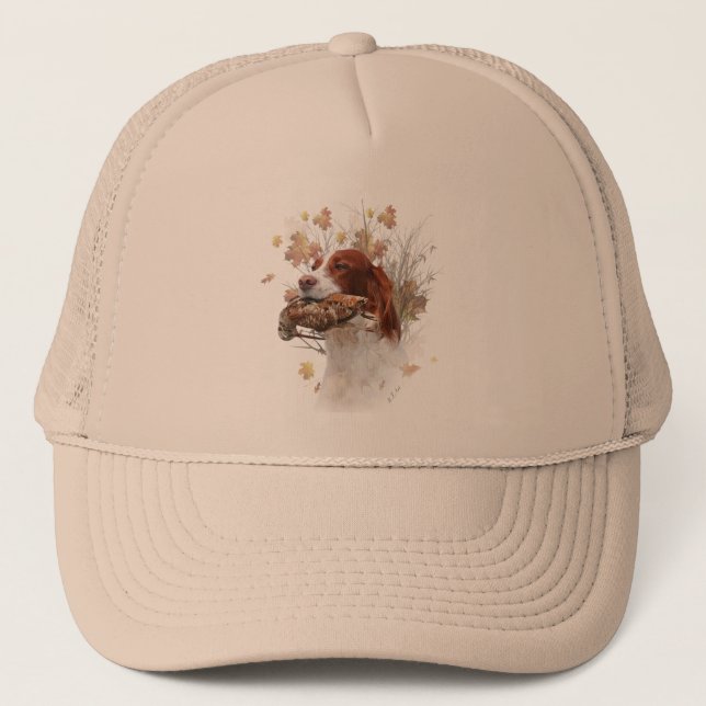 Brittany Spaniel   Drawstring Bag Trucker Hat (Front)