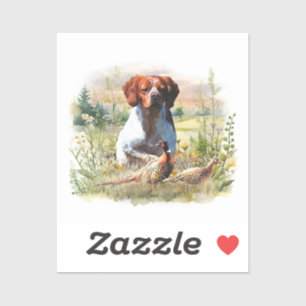 Brittany Spaniel – Field, Focus, Pheasant , Art Sticker