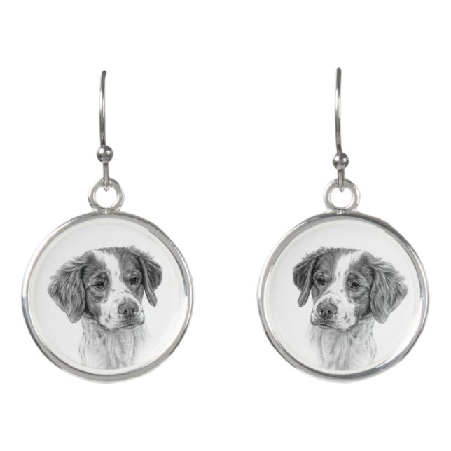 Brittany Spaniel Fine Art Earrings (Front)