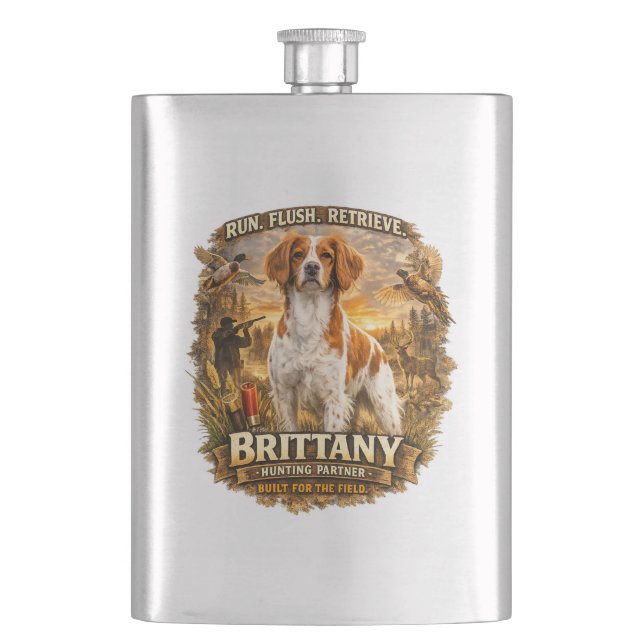 Brittany Spaniel Flask (Front)