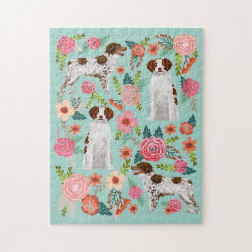 Brittany Spaniel Floral Jigsaw Puzzle