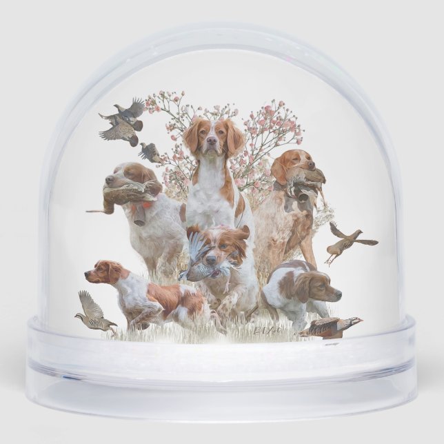 Brittany Spaniel, French Brittany Snow Globe (Front)