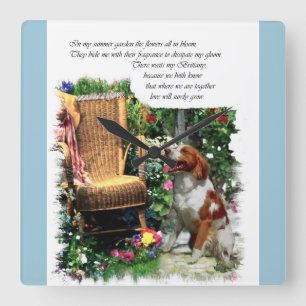 Brittany Spaniel Gifts Square Wall Clock