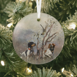 Brittany Spaniel Glass Ornament
