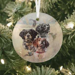 Brittany Spaniel Glass Ornament