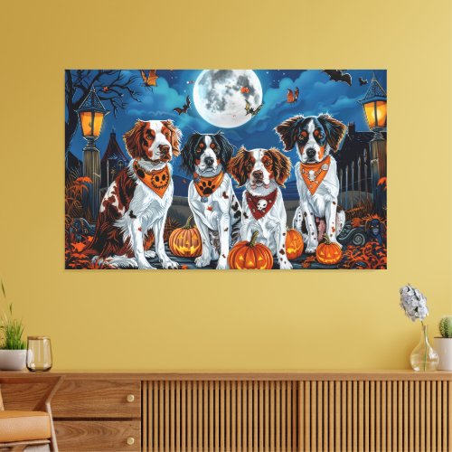 Brittany Spaniel Halloween Spooky Canvas Print