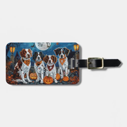 Brittany Spaniel Halloween Spooky Luggage Tag