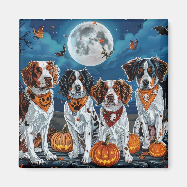 Brittany Spaniel Halloween Spooky Magnet (Front)
