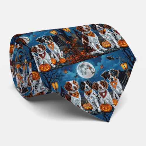 Brittany Spaniel Halloween Spooky Neck Tie