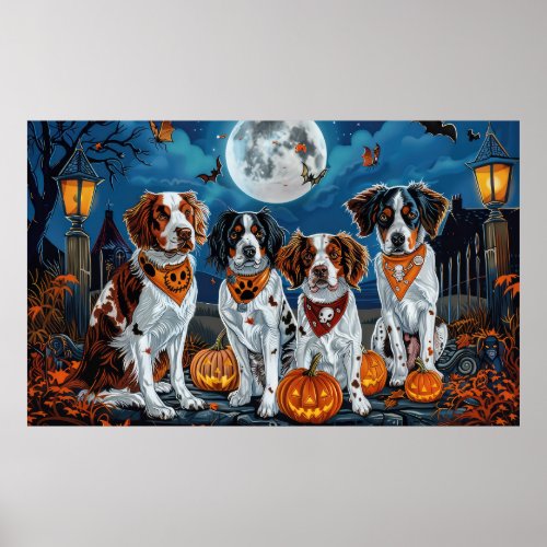 Brittany Spaniel Halloween Spooky Poster