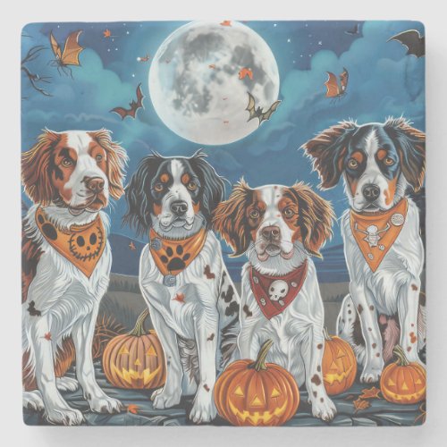 Brittany Spaniel Halloween Spooky Stone Coaster