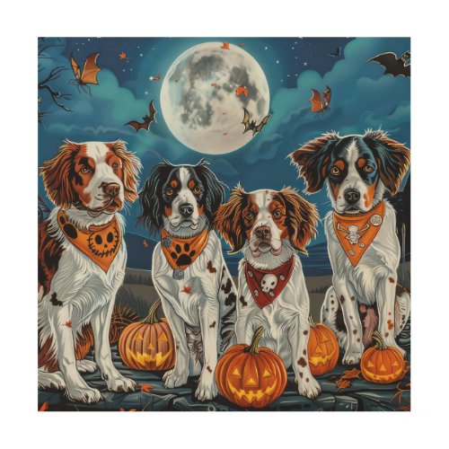 Brittany Spaniel Halloween Spooky Wood Wall Art