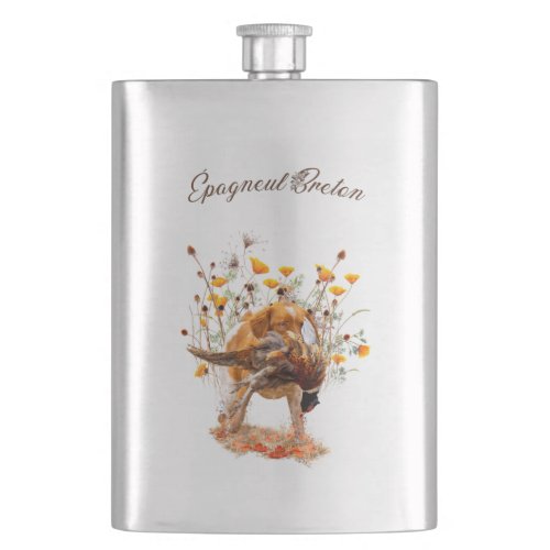 Brittany Spaniel Hunting Pheasant Coffee Mug Flas Flask