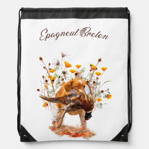 Brittany Spaniel Hunting Pheasant Coffee Mug T_Sh Drawstring Bag