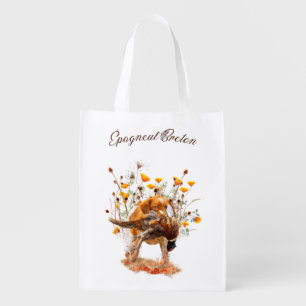 Brittany Spaniel, Hunting Pheasant Coffee Mug T-Sh Grocery Bag