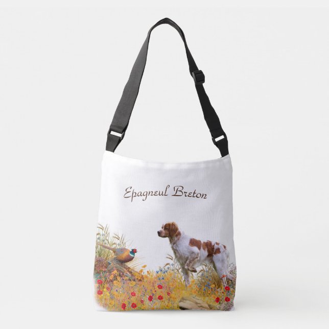 Brittany Spaniel, Hunting Pheasant   Crossbody Bag (Front)