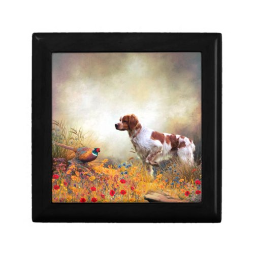 Brittany Spaniel Hunting Pheasant   Gift Box