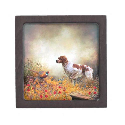 Brittany Spaniel Hunting Pheasant   Gift Box