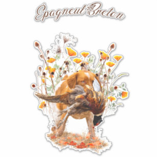 Brittany Spaniel, Hunting Pheasant Sticker