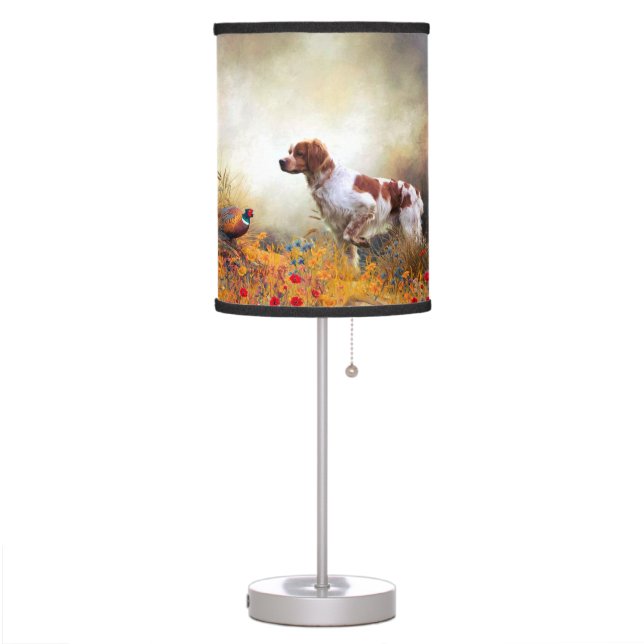 Brittany Spaniel, Hunting Pheasant    Table Lamp (Left)