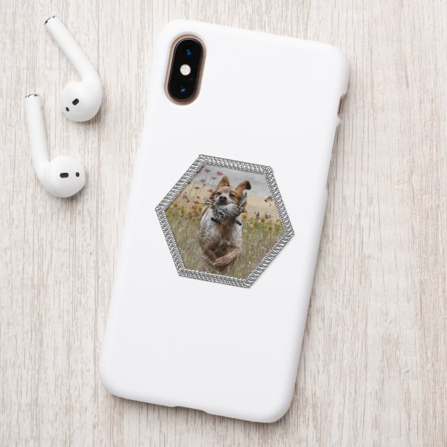 Brittany Spaniel hunting quail , Art    Patch (On Phone Back)