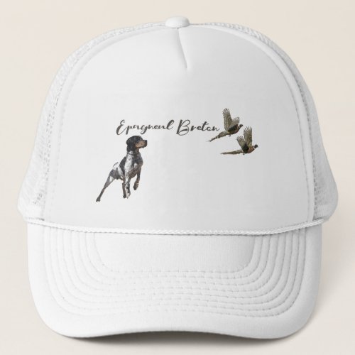 Brittany Spaniel hunts in the field     Trucker Hat