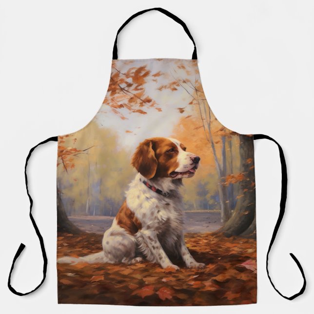 Brittany Spaniel in Autumn Leaves Fall Inspire  Apron (Front)