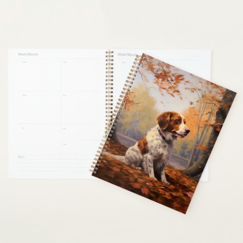 Brittany Spaniel in Autumn Leaves Fall Inspire  Planner